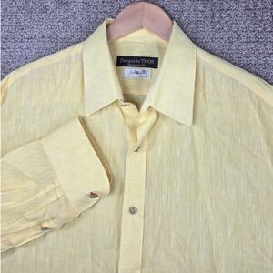 Solbiati Designs by Thor‎ Mens Yellow Linen Long Sleeve Button Up Shirt Size XXL